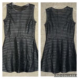 Parker Leather Stripe Skater Dress M